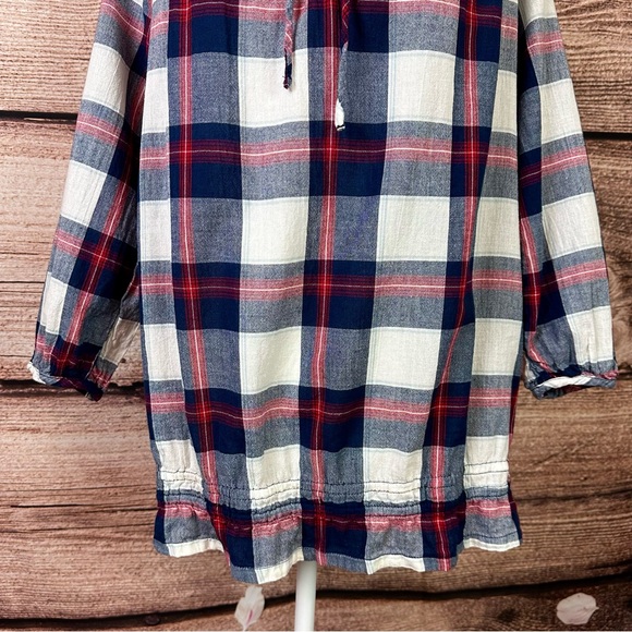 SOLD 🛍️ Faded Glory Women’s Cotton Plaid Shirred Tie Front Lagenlook Blouse - Picture 3 of 8